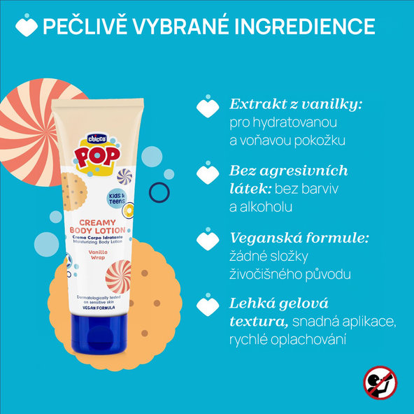 CHICCO Tělové mléko Vanilla POP pro děti a teenagery 150 ml