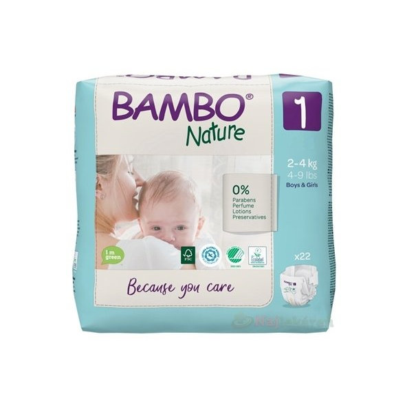 Bambo detské pleny prodyšné 1 (2-4 kg) 22 ks