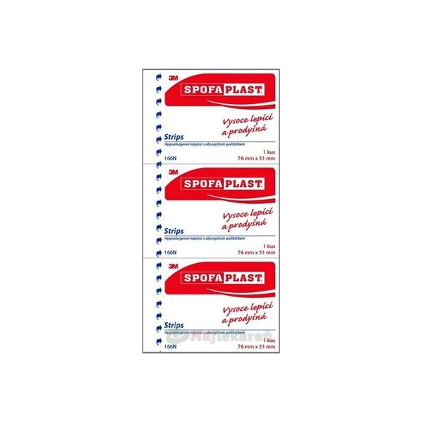 3M Spofaplast č. 166N náplast strips 76x51 mm 3 ks