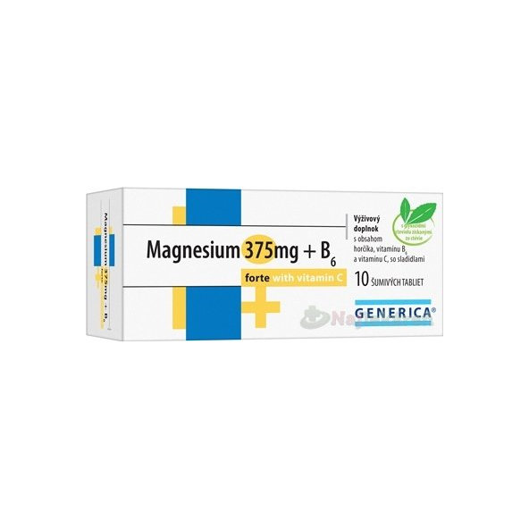 Generica Magnesium 375 mg+B6 Forte+vitamin C 10 šumivých tablet