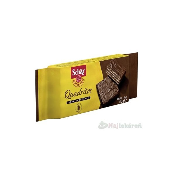 Schär Quadritos kakaové oplatky v hořké čokoládě 40 g