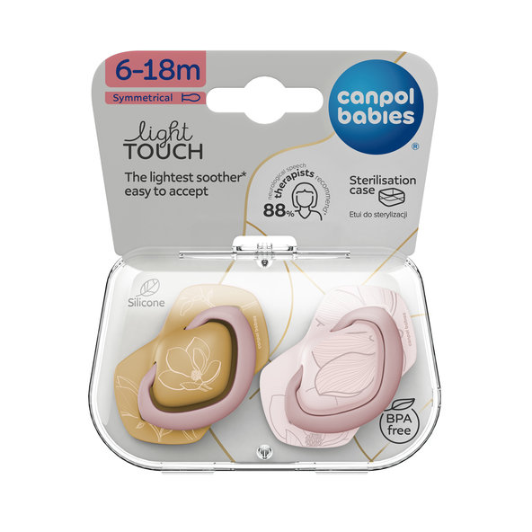 Canpol Babies Light Touch Gold silikonový sym. dudlík 6–18 m 2 ks