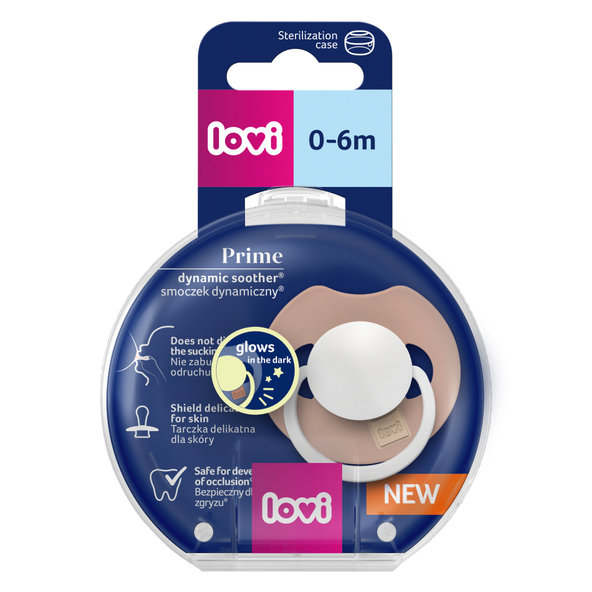 LOVI Prime Dudlík dynamický silikónový svíticí Blush 0-6m