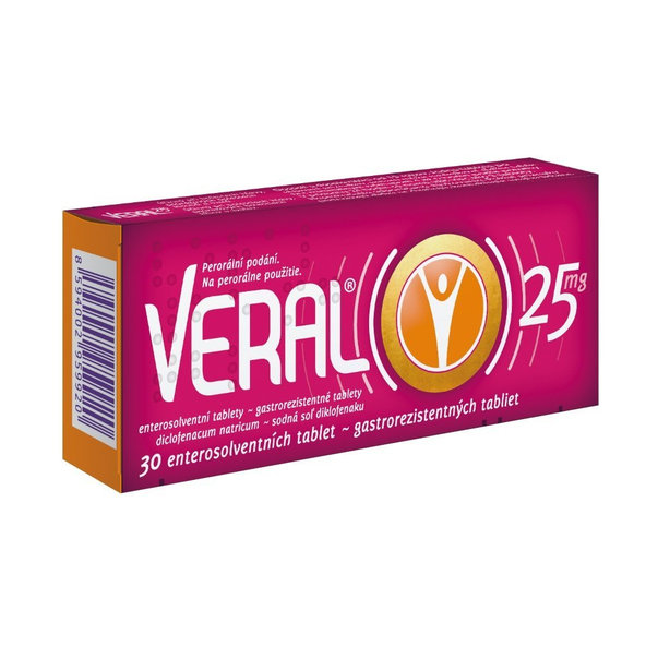 VERAL 25 mg na bolest a zánět 30 tablet