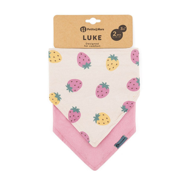Petite&Mars bryndák Luke Beige Strawberries Dusty Rose 3 m+ 2 ks