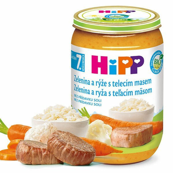 HiPP BIO příkrm zelenina telecí maso a rýže 220 g