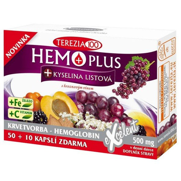 HEMO PLUS + kyselina listová 60 kapslí