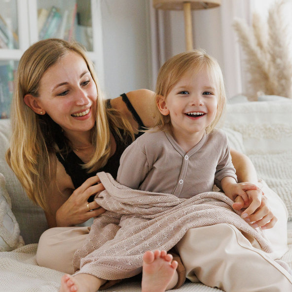 Babyono bambusová pletená deka světle béžová