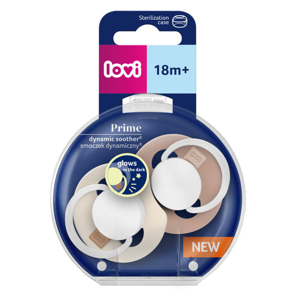 LOVI Prime Dudlík dynamický silikonový svítící Ivory/Blush 18 m+ 2 ks