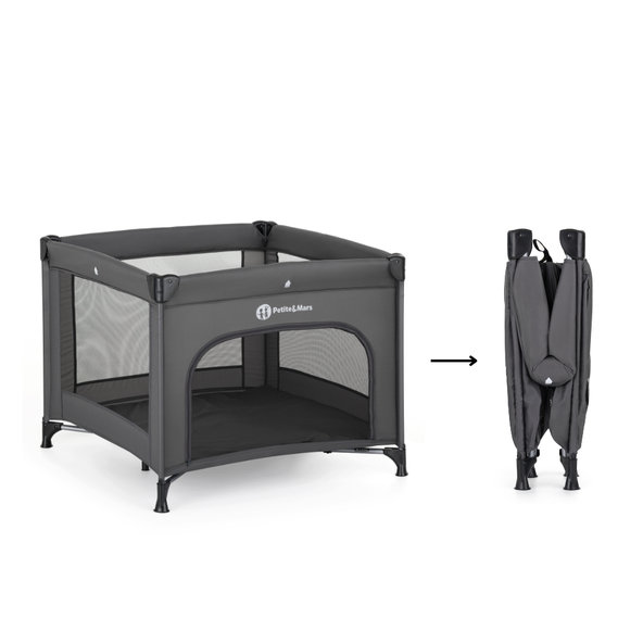 Petite&Mars cestovní ohrádka Nook Urban Charcoal Grey