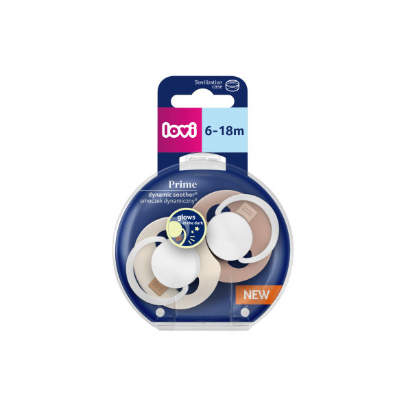 LOVI Prime Dudlík dynamický silikonový svítící Ivory/Blush 6–18 m 2 ks