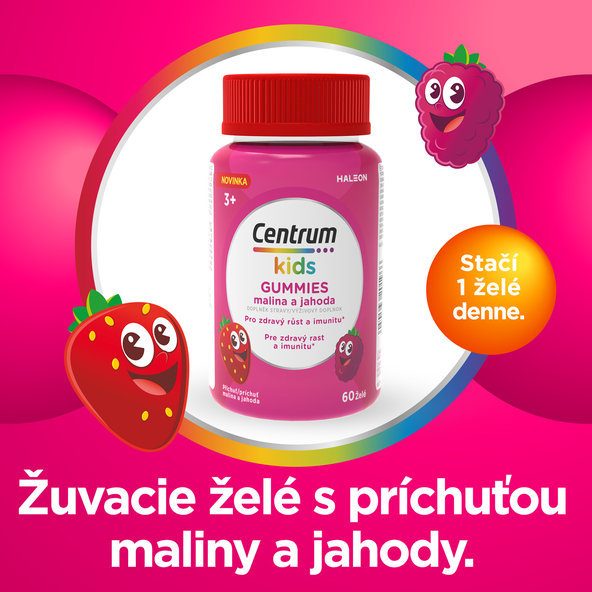 Centrum Kids Gummies malina + jahoda 60 želé