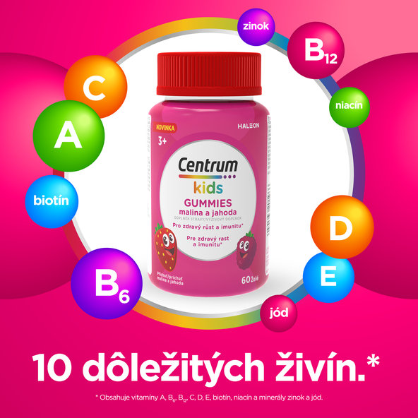 Centrum Kids Gummies malina + jahoda 60 želé