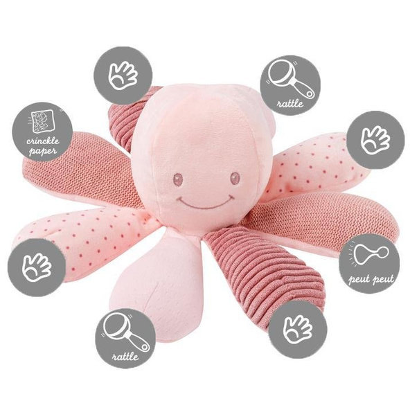 NATTOU Hračka chobotnice edukační 8 aktivit Lapidou pink
