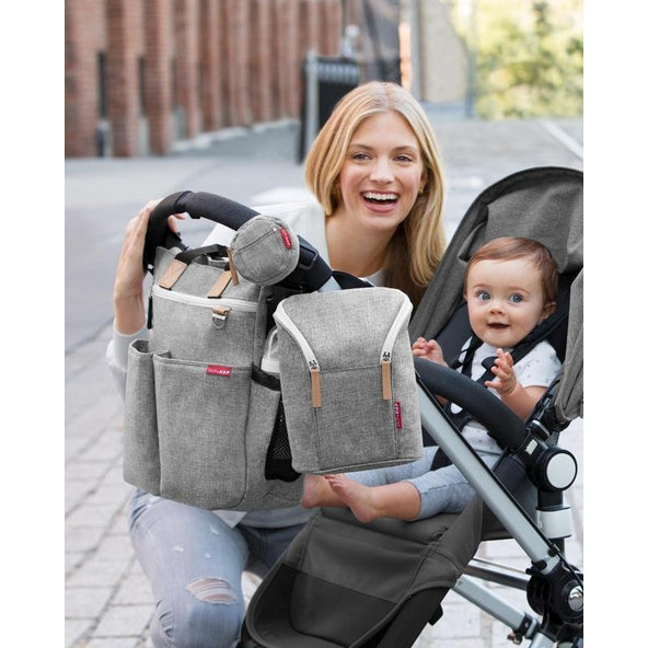 SKIP HOP Duo Signature přebalovací taška šedá melírovaná