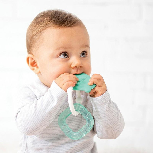 NATTOU Kousátko silikonové s chladící částí bez BPA zelený medvídek