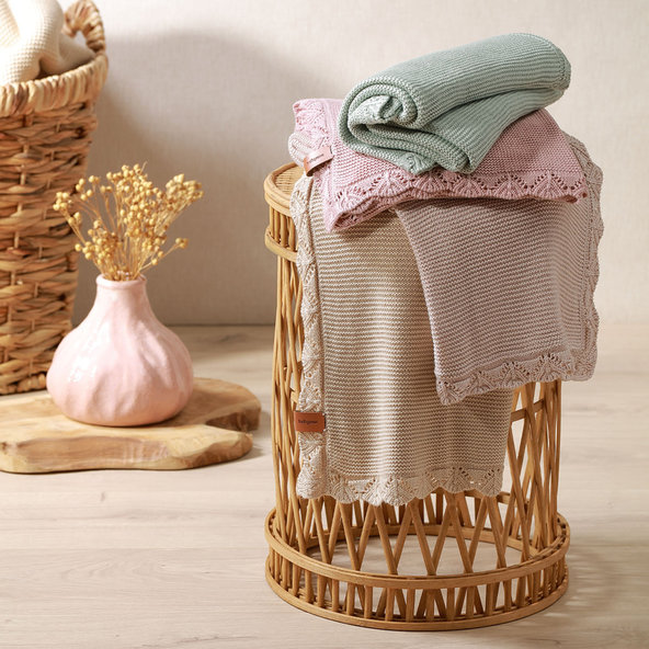 Babyono bambusová pletená deka 75×100 cm světle béžová