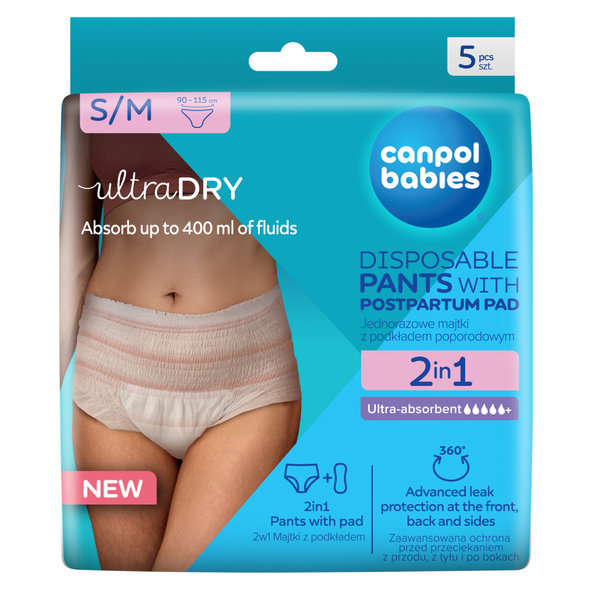Canpol Babies Poporodní kalhotky 2v1 S/M 5 ks