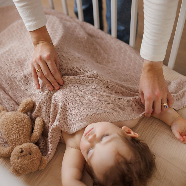 Babyono bambusová pletená deka světle béžová