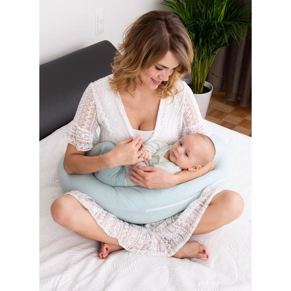 Babymatex kojicí polštář Moon mušelín světle tyrkysová 260 cm