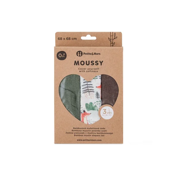 PETITE & MARS Sada plen Moussy Forest Fox 68 × 68 cm 3 ks
