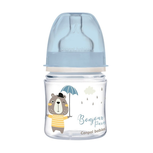 Canpol Babies Bonjour Paris široká kojenecká láhev modrá 120 ml