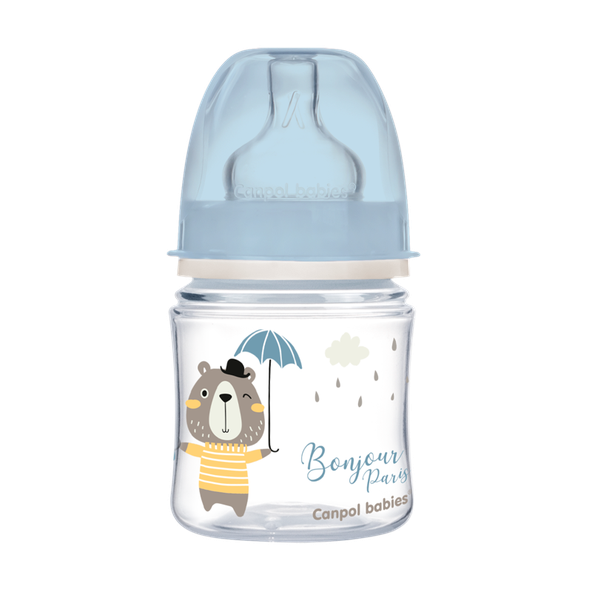 Canpol Babies Bonjour Paris široká kojenecká láhev modrá 120 ml