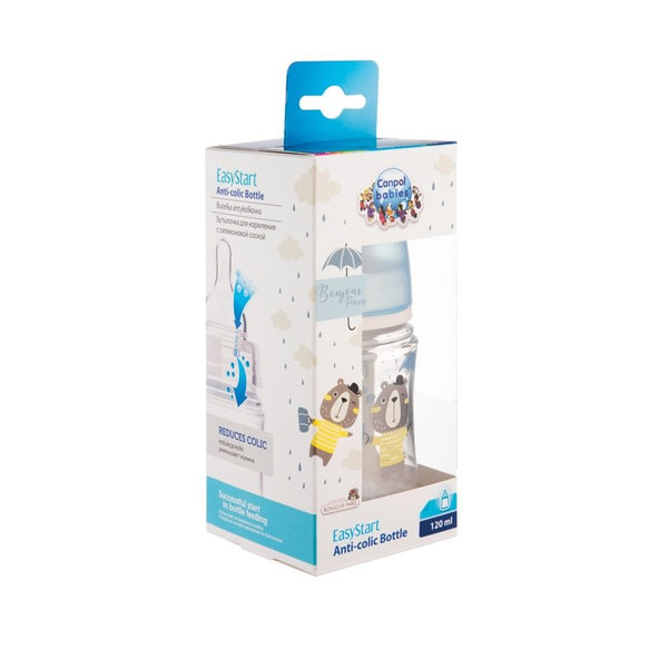 Canpol Babies Bonjour Paris široká kojenecká láhev modrá 120 ml