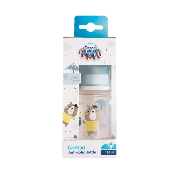Canpol Babies Bonjour Paris široká kojenecká láhev modrá 120 ml