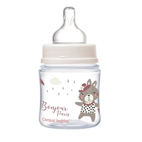 Canpol babies Láhev s širokým hrdlem Bonjour Paris růžová 120 ml