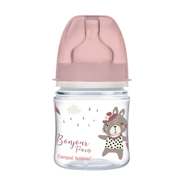 Canpol babies Láhev s širokým hrdlem Bonjour Paris růžová 120 ml