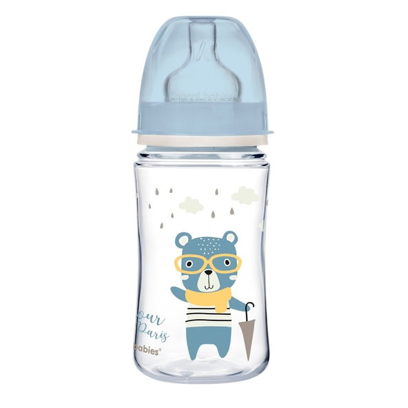 Canpol Babies Bonjour Paris široká kojenecká láhev modrá 240 ml