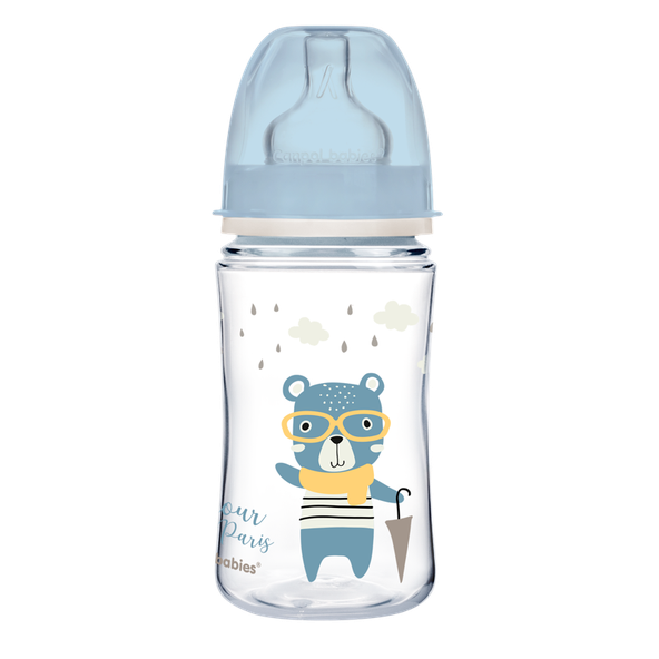 Canpol Babies Bonjour Paris široká kojenecká láhev modrá 240 ml