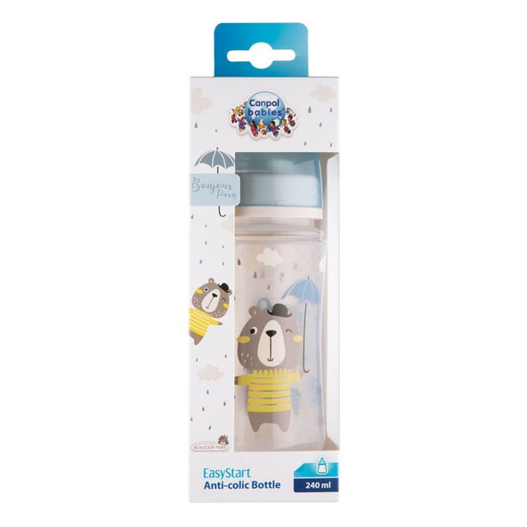 Canpol Babies Bonjour Paris široká kojenecká láhev modrá 240 ml