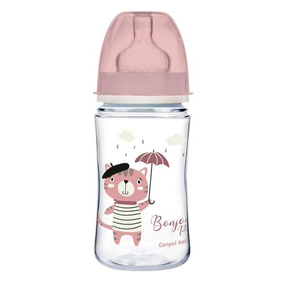 Canpol Babies Bonjour Paris široká kojenecká láhev růžová 240 ml