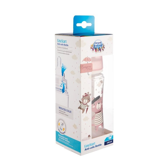 Canpol Babies Bonjour Paris široká kojenecká láhev růžová 240 ml
