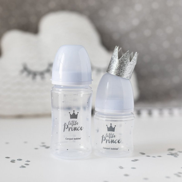 Canpol Babies láhev se širokým hrdlem Royal Baby modrá 240 ml