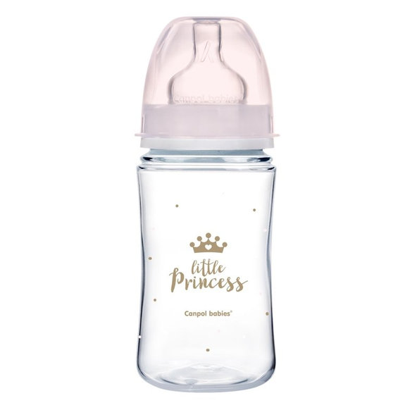 Canpol Babies láhev se širokým hrdlem Royal Baby růžová 240 ml