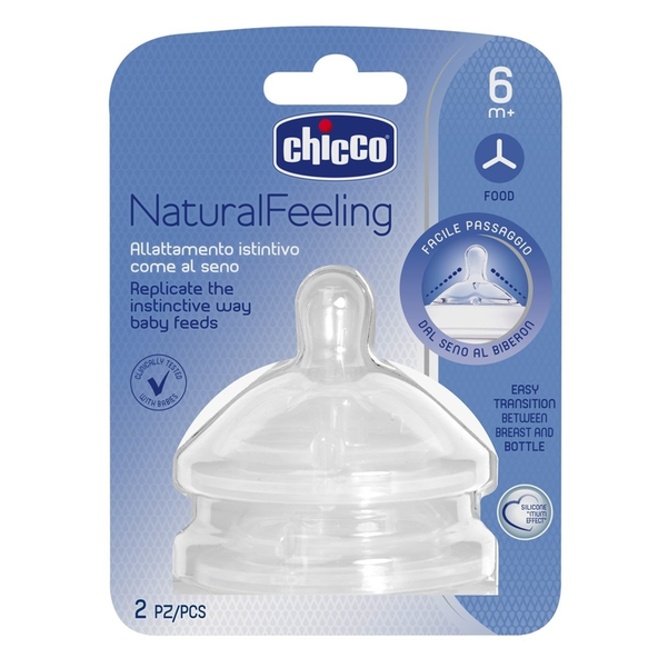 Chicco Natural Feeling silikonová savička na kaši 6 m+ 2 ks
