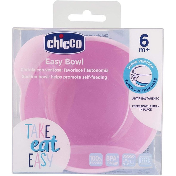 Chicco silikonová miska s přísavkou růžová 6 m+