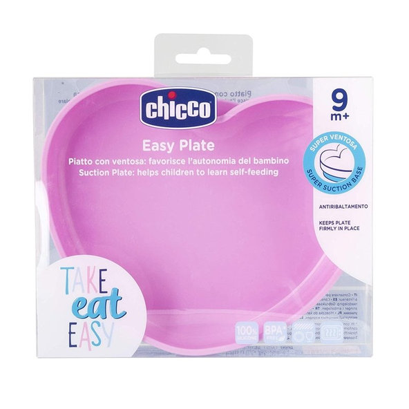 Chicco silikonový talíř srdce růžová 9 m+