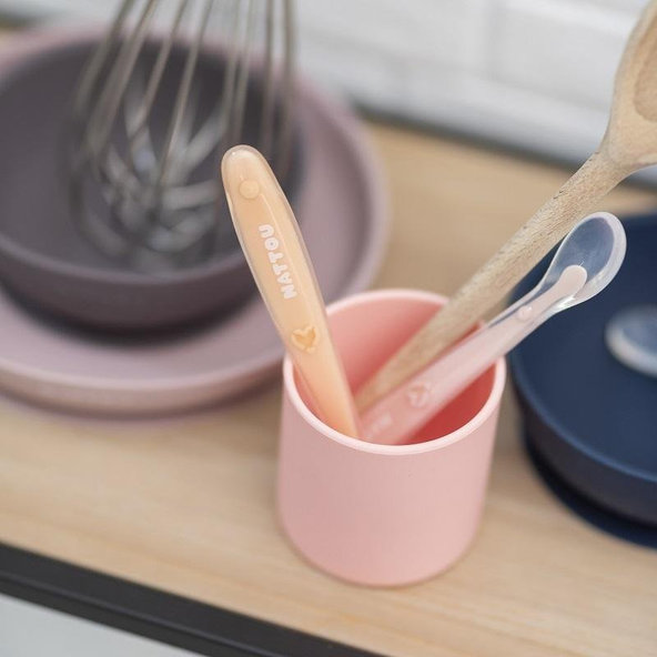NATTOU Set jídelní silikonový bez BPA růžovo-fialový 4 ks