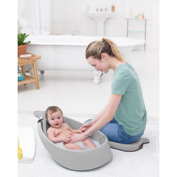 SKIP HOP Moby 3fázová vanička s ergonomickou podložkou šedá