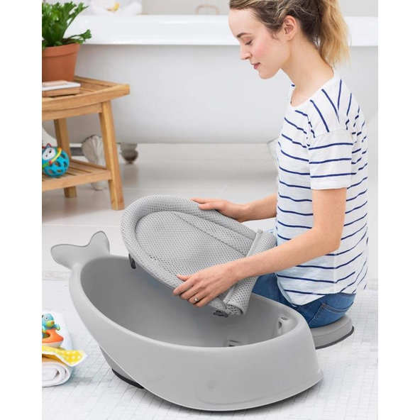 SKIP HOP Moby 3fázová vanička s ergonomickou podložkou šedá