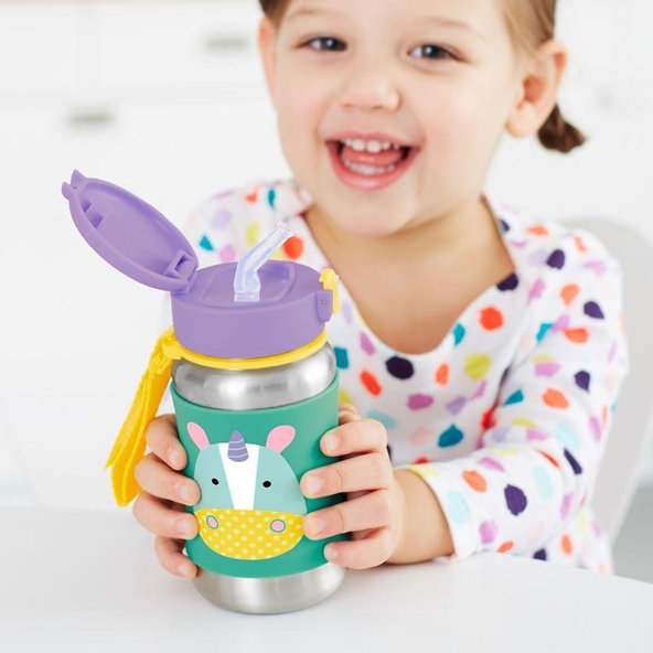SKIP HOP Zoo nerezová láhev se slámkou Jednorožec 12 m+ 350 ml