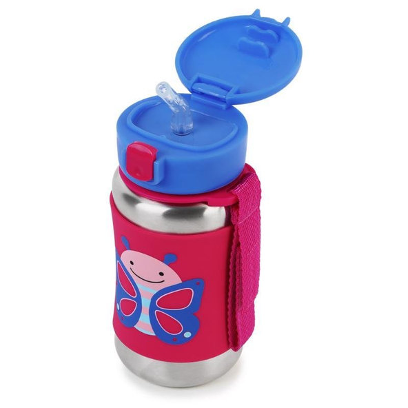 SKIP HOP Zoo Láhev se slámkou Motýlek 12 m+ 350 ml