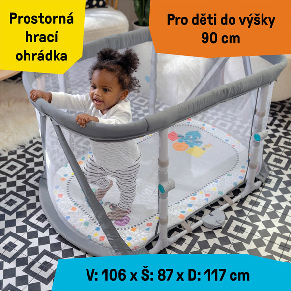 BABY EINSTEIN Postýlka s ohrádkou na hraní 3v1 Kick & Snooze™ 0m+