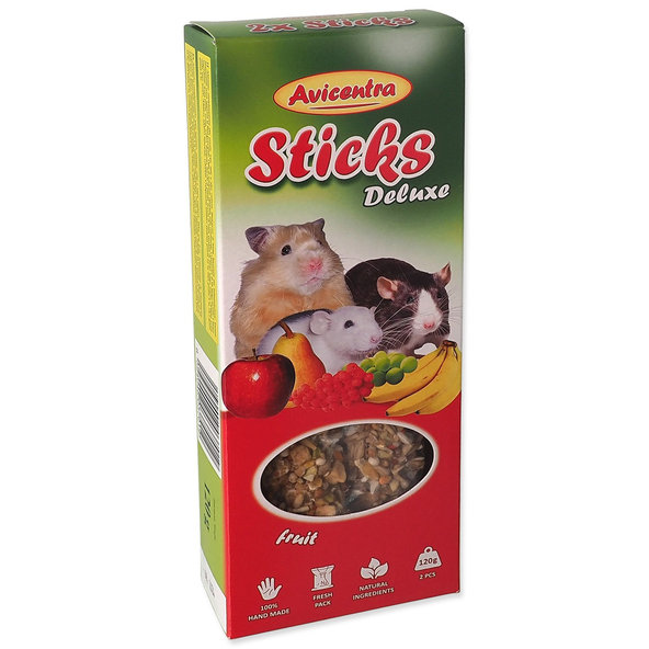 Avicentra Deluxe tyčinka s ovocem malý hlodavec 2 ks