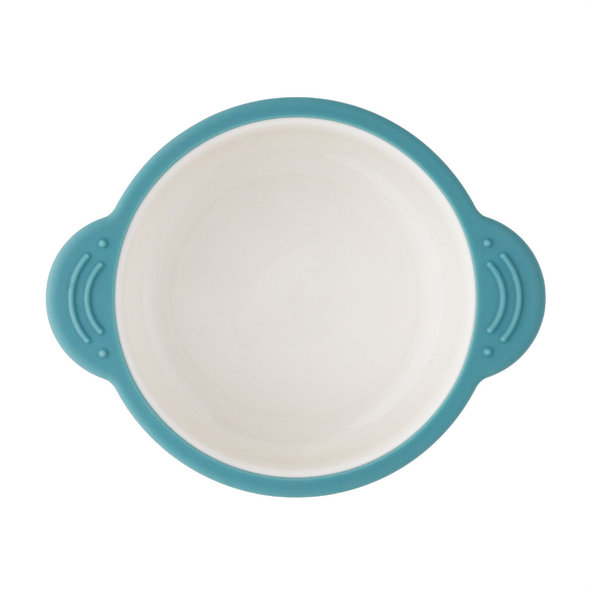 PETITE&MARS Miska keramická se silikonovým obalem Teal Blue