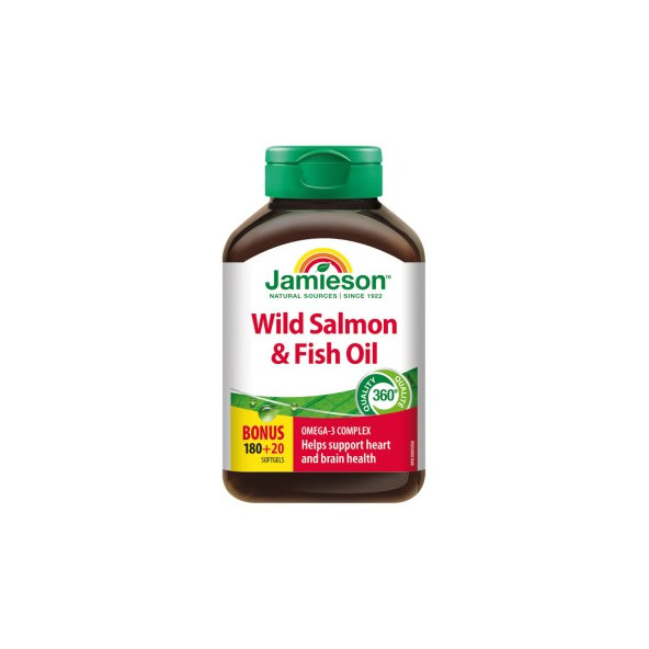 Jamieson Salmon Omega-3 komplex 180 + 20 kapslí zdarma
